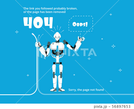 Error 404. Not found web site page with warning message. Vector template 56897653