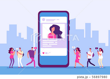 Social media concept. People follow smartphone with internet marketing, message and icons. Social Social media concept. People follow smartphone with internet marketing, message and icons. Social 56897980