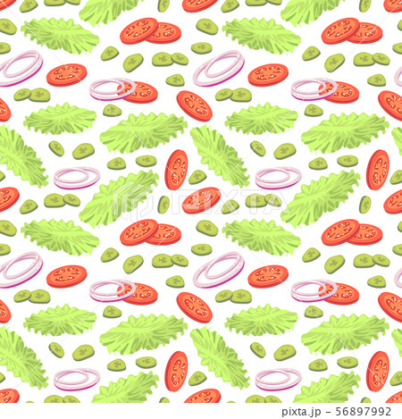 Fresh greens seamless pattern. Vegan vector background 56897992