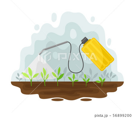 Yellow spray bottle poisons the plants. Vector illustration on a white background. Yellow spray bottle poisons the plants. Vector illustration on a white background. 56899200