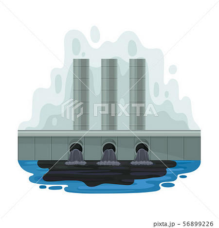 Black liquid flows into the water. Vector illustration on a white background. Black liquid flows into the water. Vector illustration on a white background. 56899226