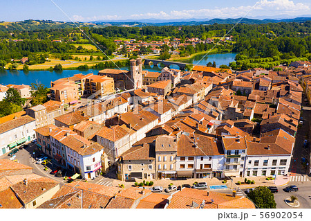 Aerial view of Cazeres, France Aerial view of Cazeres, France 56902054
