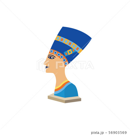 Egyptian queen Nefertiti a famous ancient egyptian culture sculpture portrait flat vector 56903569