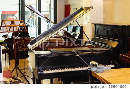Elegance musical instruments in a store 56904095