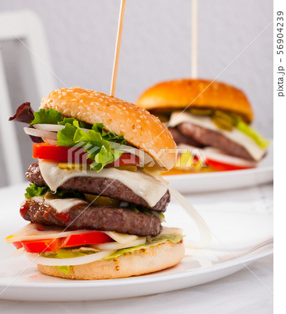 Two double burgers 56904239