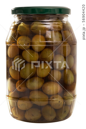 Glass jar with whole olives Glass jar with whole olives 56904420