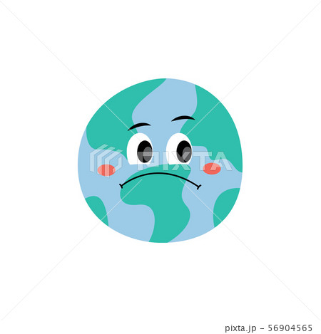 Unhappy sad Earth planet character vector flat style illustration icon isolated. 56904565
