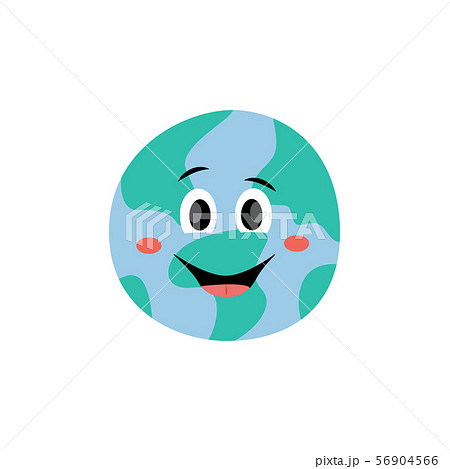 Smiling cartoon Earth isolated on white background, cute green and blue planet with friendly face 56904566