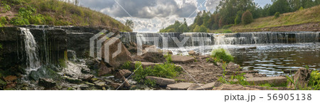 Panorama of waterfall on mountain river on summer 56905138