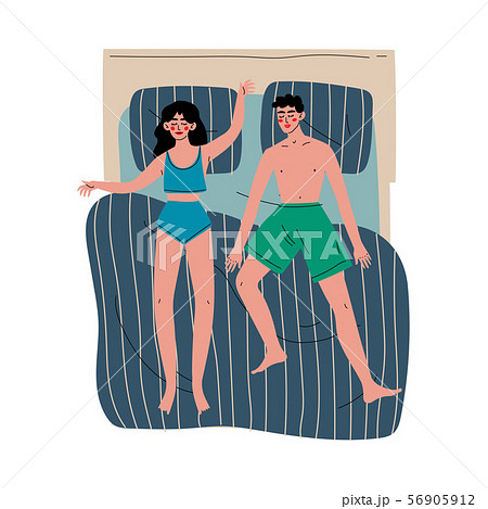 Couple Sleeping Together in Double Bed in Underwear, View From Above Vector Illustration Couple Sleeping Together in Double Bed in Underwear, View From Above Vector Illustration 56905912