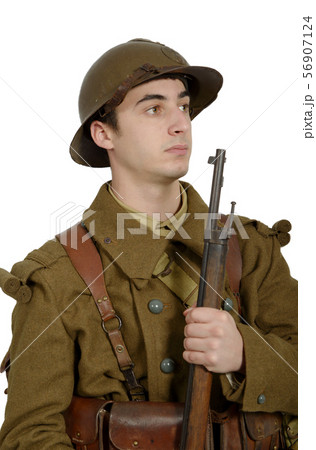 French soldier in 1940's uniform French soldier in 1940's uniform 56907124
