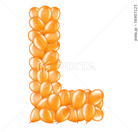 Orange letter L from helium balloons part of English alphabet. Orange letter L from helium balloons part of English alphabet. 56907125