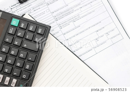 calculator and documents for working on the table, calculator and documents for working on the table, 56908523