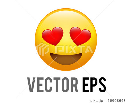 vector yellow happy face with red heart eyes flat 56908643