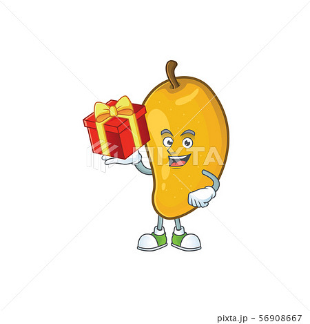 Bring gift ripe mango character cartoon on white background 56908667