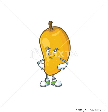 Smirking cartoon of mango character on a white background. 56908789