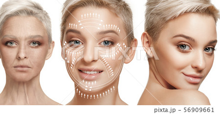 Beautiful female face, concept of skincare and lifting 56909661