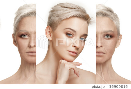 Beautiful female face, concept of skincare and lifting 56909816