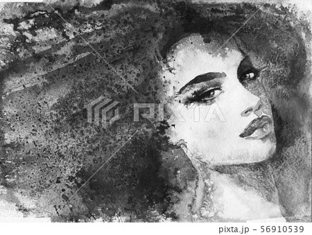 Watercolor fashion portrait  56910539