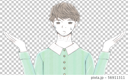 お手上げ状態の男性A 56911311