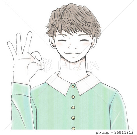 笑顔でOKサインの男性A 56911312