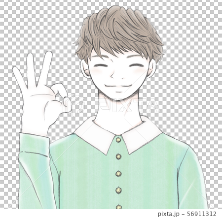 笑顔でOKサインの男性A 56911312