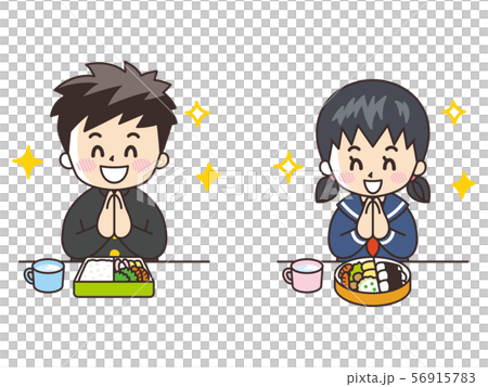 お弁当を食べる中高生 お弁当を食べる中高生 56915783