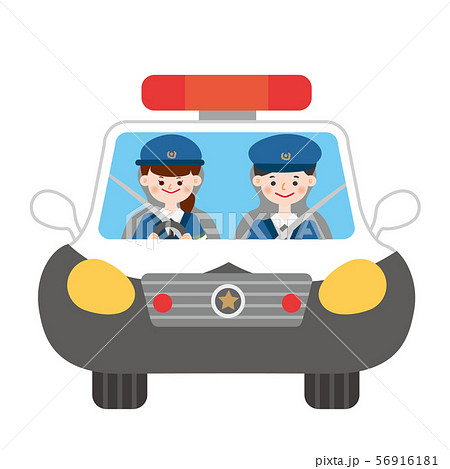 警察官さん 婦警さん パトカーのイラスト素材