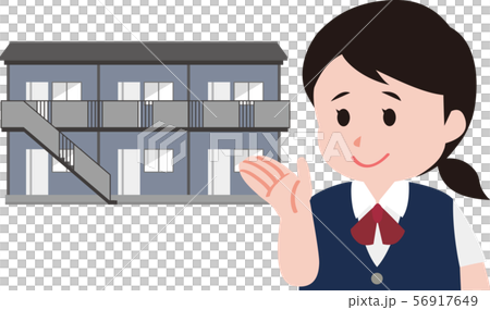 アパート 不動産会社の女性スタッフのイラスト素材