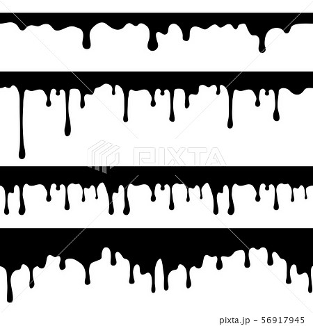 Paint dripping, black liquid or melted chocolate drips seamless vector currents isolated 56917945