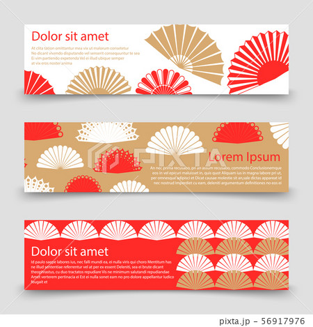 Asian style banner template with hand fans 56917976