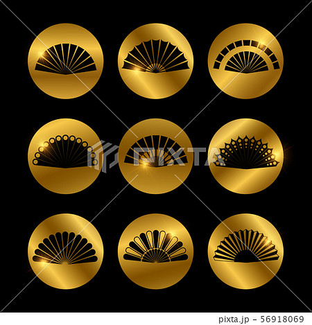 Golden icons with vector fans black silhouette 56918069