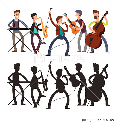 Male Pop Music Band Playing Music Vector のイラスト素材