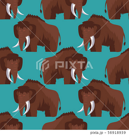 Stone Age Mammoth Seamless Pattern Color のイラスト素材