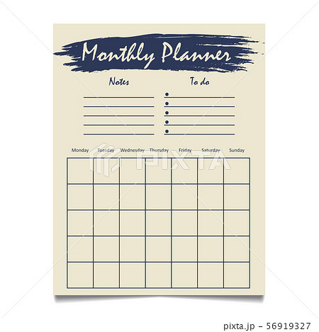 Monthly planner template design with grunge element notes and to do list 56919327
