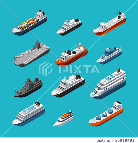 Passenger and cargo ships, sailing boats, yachts and vessels isometric vector transportation icons Passenger and cargo ships, sailing boats, yachts and vessels isometric vector transportation icons 56919493