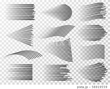 Speed line collection. Black fast sharp streeps for cartoon and manga vector set isolated Speed line collection. Black fast sharp streeps for cartoon and manga vector set isolated 56919559