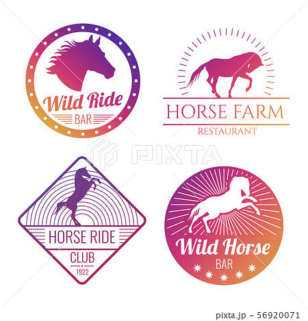 Colorful horse and mare emblems isolated on white background 56920071