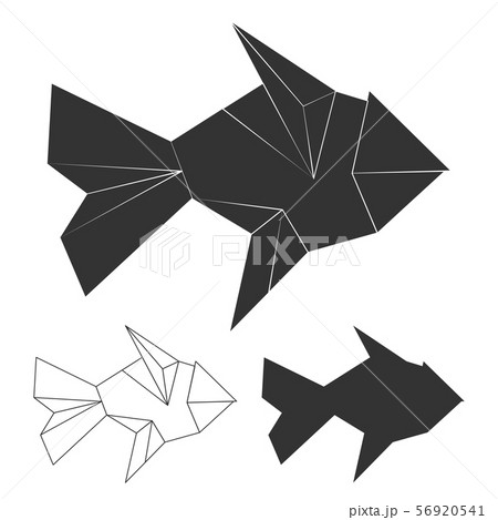 Polygonal, line and silhouette fish vector logo set 56920541