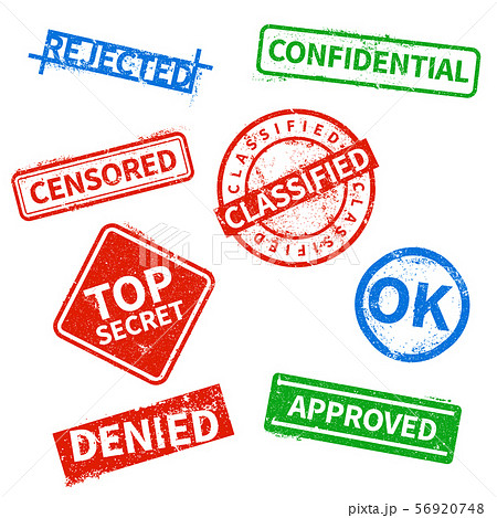 Top secret, rejected, approved, classified business rubber stamps, office cachet with distressed Top secret, rejected, approved, classified business rubber stamps, office cachet with distressed 56920748