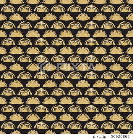 Gold hand fan seamless pattern design. Abstract geometric fans texture Gold hand fan seamless pattern design. Abstract geometric fans texture 56920866