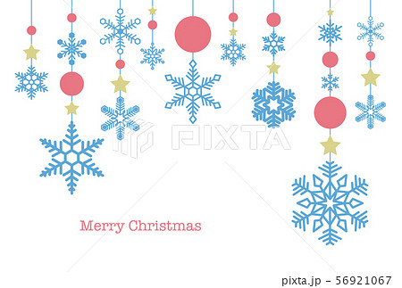 雪の結晶とクリスマスの飾りをモチーフにしたクリスマスカードデザインのイラスト素材