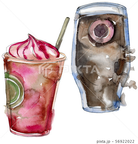 Alcoholic bar party cocktail drink. Watercolor background illustration set. Isolated drinks 56922022