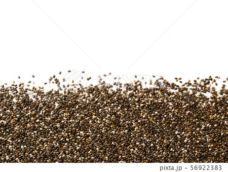 Scattered Chia seeds on a white, space for text 56922383