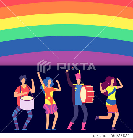 Lgbt banner rainbow and cartoon character people 56922824
