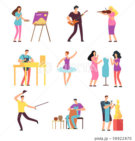 Cartoon artists and musicians vector isolated characters in creative artistic hobbies 56922870