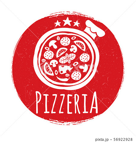 Pizzeria label design on grunge banner 56922928