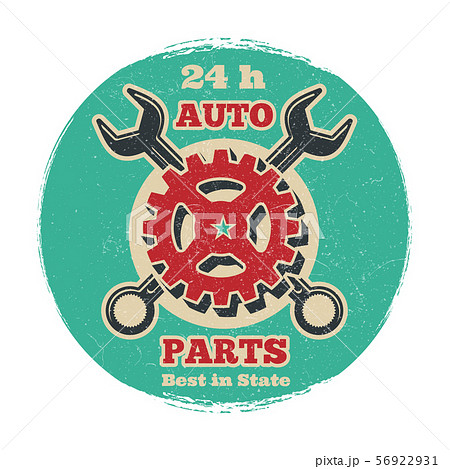 Vintage road vehicle repair service logo design. Grunge car service banner 56922931