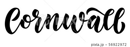 Cornwall. Vector hand lettering element. Neat brush lettering script for county name for posters 56922972