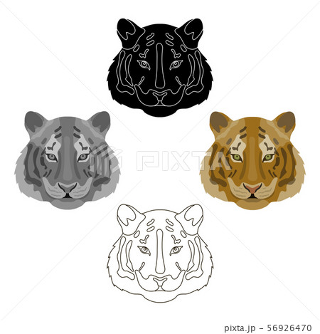 Tiger icon in cartoon,black style isolated on white background. Realistic animals symbol stock 56926470
